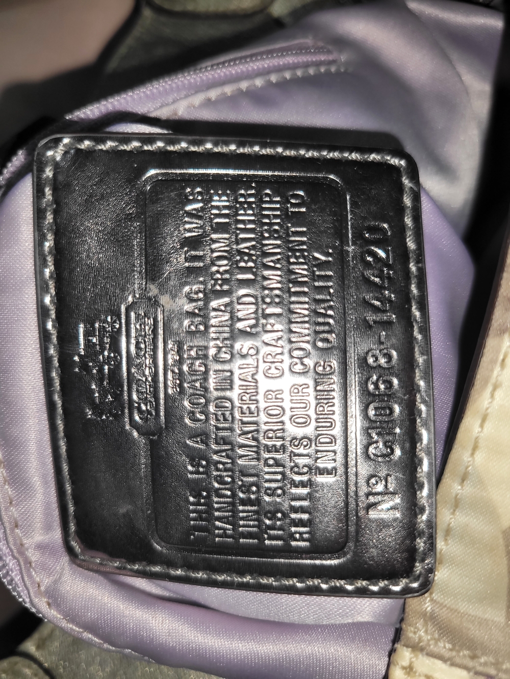 Coach Signature Chainlink ShoulderHobo in Purple and Gray - Picture 8 of 11